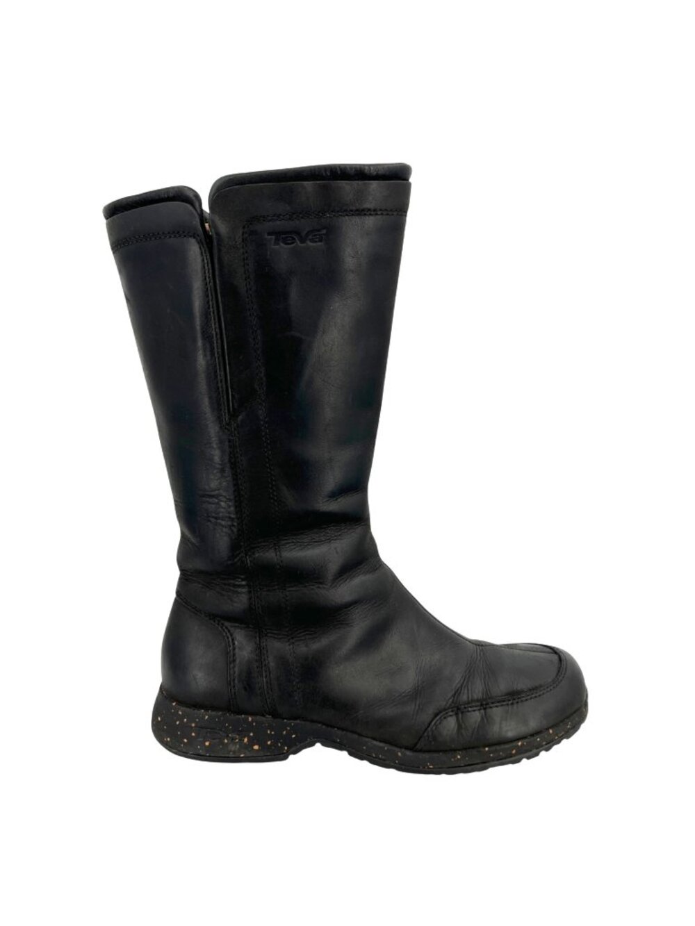 Teva Capistrano Black Leather Mid-Calf Waterproof Boots Womens Size 8